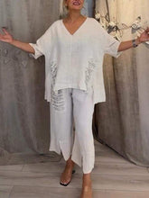 Pearl | Women's Casual 2 Piece Set V-Neck Top and Cropped Pants