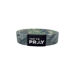 Tap To Pray Wristband in Green Charcoal Traditional Camo