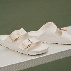 Arizona Big Buckle Eva Sandals in Eggshell
