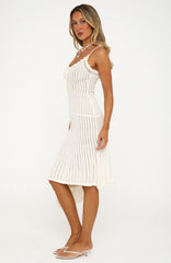 Paris Picnic Crochet Midi Dress Off White