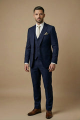 Men's Three-Piece Wedding Guest Suit – Tailored Slim Fit Jacket. Waistcoat and Trousers for Formal Celebrations