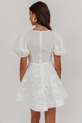 Samsara Puff Sleeve Mini Dress White