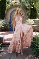 Alexa™ | The Scarlette Dress in Peach Tapestry