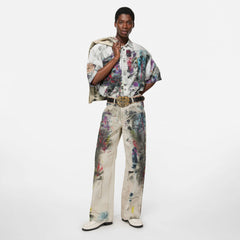 Acne Studios Men's Women's Mismatch Effect Printed Jacket Loose Straight Trousers Pants Fashion Trend High Street 3D Suit Set Ngvp #1732