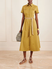 Giselle belted cotton midi dress