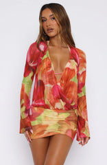 New Rules Long Sleeve Mini Dress Tropical Bloom