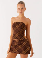 Kira Strapless Top - Plaid