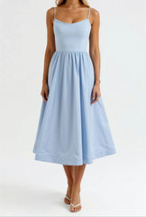 Wedding Guest Dress. Elegant Corset Midi Dress for Women - White. Light Blue. Pink. Purple