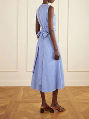Penny striped gathered cotton midi dress