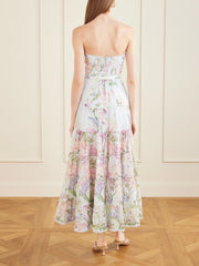 Danny belted floral-print cotton-blend voile midi dress