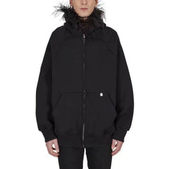1017 Alyx 9sm Men's Fall And Winter Ostrich Hair Sweater Loose Zipper Hoodie Pure Black Jacket Rocky Same High Street Trend Casual Sweatshirt Ngvp #2467
