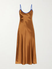 Bias silk-charmeuse slip midi dress