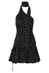 Black Polka Dot One-Shoulder Mini A-Line Dress