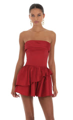 Corset Strapless Dress in Red