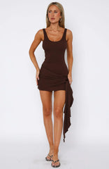 Dumping You Ribbed Mini Dress Chocolate