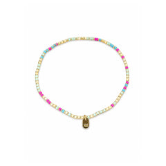 Multicolor Seed Bead Stretch Anklet in Gold