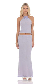 Crochet Florette Two Piece Set in Lavender