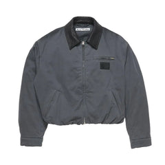Acne Studios SS25 Men's and Women's Barn Logo Patch Fitted Zip Off Shoulder Long Sleeve Bomber Jacket #332324