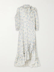 Batacalla scarf-detailed ruffled floral-print silk-crepe de chine midi dress