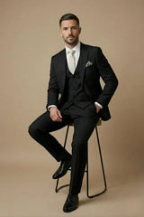 Men's Three-Piece Wedding Guest Suit – Tailored Slim Fit Jacket. Waistcoat and Trousers for Formal Celebrations