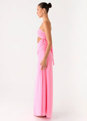Falling Forever Strapless Beaded Maxi Dress - Pink
