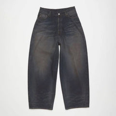 Acne Studios Men's Fall And Winter Dirty-dyed Old Metal Leather Pockets Washed Cat Whiskers Baggy Jeans Loose Wide-legged Pants Ngvp #2472