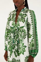 Green Flora Tapestry Mini Dress
