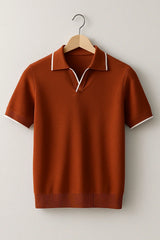 Short Sleeve Knit Polo – Contrast Trim. Slim Fit