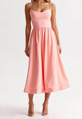 Wedding Guest Dress. Elegant Corset Midi Dress for Women - White. Light Blue. Pink. Purple