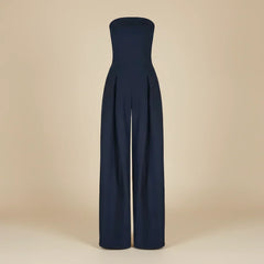 Women's Strapless Wide-Leg Jumpsuit – Structured Bodice with Elegant Flowing Silhouette