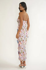 Posetta Strapless Floral Embellished Maxi Dress Purple