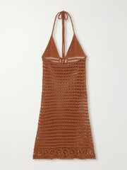Cece crocheted organic-cotton halterneck midi dress