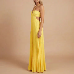 Riley Pleated Halter Maxi Dress