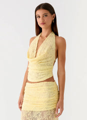 Farruko Jacquard Halter Top - Butter