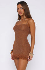 Keeping Me Awake Knit Mini Dress Orange