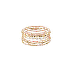 Beaded Bracelet Stack in Pink