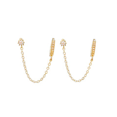 Stud with Drop Chain Earrings
