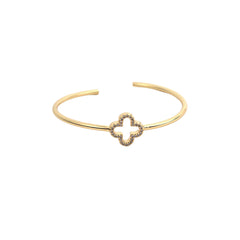 Diamond Clover Gold Bangle Bracelet