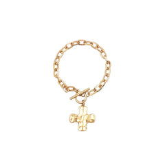 Chain Link Bracelet with Hammered Cross Pendant