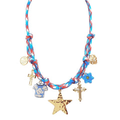 Red. White. and Blue Rope Charm Necklace