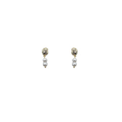Double Pearl and Gold Drop Earrings