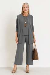 Blair | Women's 3-Piece Cardigan Tank Top & Wide Leg Pants Set