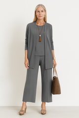 Blair | Women's 3-Piece Cardigan Tank Top & Wide Leg Pants Set