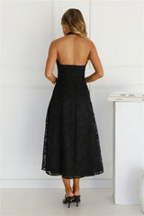 Disco Daze Halter Midi Dress Black