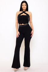 Symphony Jumpsuit - Pleated Halter Neck Jumpsuit