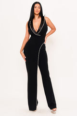 Symphony Jumpsuits - Pearl Trim Detailed Jumpsuit