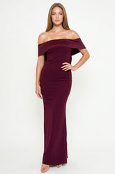 Symphony Dress - Contrast Fabric Off The Shoulder Maxi Dress
