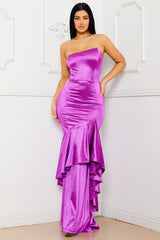 Symphony Dress - Satin Asymmetrical Mermaid Maxi Dress