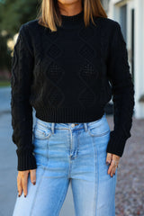 Chunky Black Mock Neck Sweater - FINAL SALE