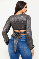 Symphony Top - Foil Open Front With Strap On Bust Crop Top